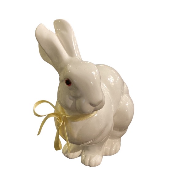 Dept 56 White Glass Rabbit with Red Eyes. Easter - Picture 2 of 7